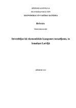 Referāts 'Investīcijas kā ekonomiskās izaugsmes nosacījums, to izmaiņas Latvijā', 1.