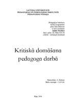 Referāts 'Kritiskā domāšana pedagoga darbā', 1.