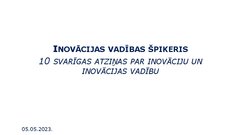 Prezentācija '10 svarīgas atziņas par inovāciju un inovācijas vadību', 1.