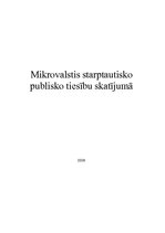 Referāts 'Mikrovalstis starptautisko publisko tiesību skatījumā', 1.