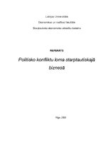 Referāts 'Politisko konfliktu loma starptautiskajā biznesā', 1.