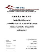 Referāts 'Kontentanalīze. Individuālisma un kolektīvisma kultūras iezīmes modes zīmolu dru', 1.