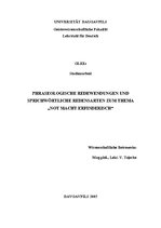 Referāts 'Phraseologische Redewendungen und sprichwörterliche Redensarten zum Thema "Not m', 1.