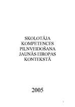 Referāts 'Skolotāja kompetences pilnveidošana jaunās Eiropas kontekstā', 1.