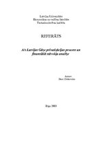 Referāts 'AS "Latvijas Gāze" privatizācijas process un finansiālā stāvokļa analīze', 1.