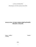 Prakses atskaite 'Bakalaura studiju psiholoģijā klīniskās prakses atskaite', 1.