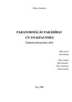 Referāts 'Paranormālās parādības un to izpausmes', 1.