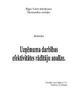 Referāts 'Uzņēmuma darbības efektivitātes rādītāju analīze', 1.