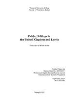 Referāts 'Public Holidays in the United Kingdom and Latvia', 1.