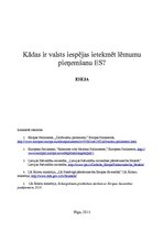 Eseja 'Kādas ir valsts iespējas ietekmēt lēmumu pieņemšanu Eiropas Savienībā', 1.