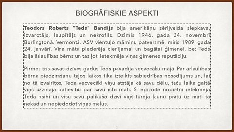 Prezentācija 'Personības psiholoģiskā analīze Teds Bandijs', 2.