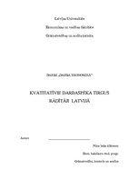 Referāts 'Kvantitatīvie darbaspēka tirgus rādītāji Latvijā', 1.