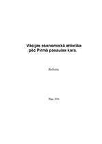 Referāts 'Vācijas ekonomiskā attīstība pēc Pirmā pasaules kara', 1.