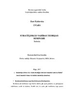 Konspekts 'Stratēģiskās vadības teorijas seminārs', 1.