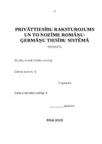 Referāts 'Privāttiesību raksturojums un to nozīme romāņu-ģermāņu tiesību sistēmā', 1.