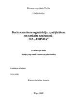 Referāts 'Darba samaksas organizācija, aprēķināšana un uzskaite uzņēmumā "X"', 1.