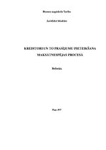 Referāts 'Kreditori un to prasījumu pieteikšana maksātnespējas procesā', 1.