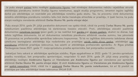 Prezentācija 'Vienošanās par profesionālo apmācību juridiskā kvalifikācija', 8.