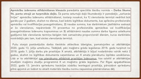 Prezentācija 'Vienošanās par profesionālo apmācību juridiskā kvalifikācija', 11.