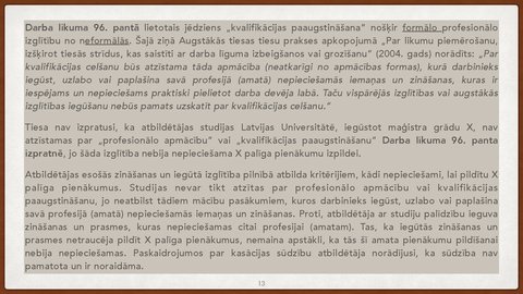 Prezentācija 'Vienošanās par profesionālo apmācību juridiskā kvalifikācija', 13.