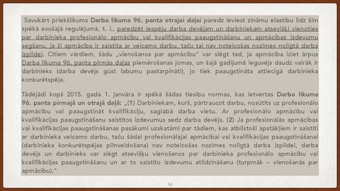 Prezentācija 'Vienošanās par profesionālo apmācību juridiskā kvalifikācija', 16.