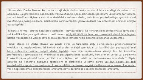 Prezentācija 'Vienošanās par profesionālo apmācību juridiskā kvalifikācija', 18.