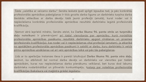 Prezentācija 'Vienošanās par profesionālo apmācību juridiskā kvalifikācija', 19.