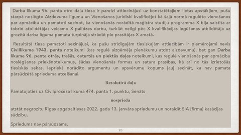 Prezentācija 'Vienošanās par profesionālo apmācību juridiskā kvalifikācija', 20.