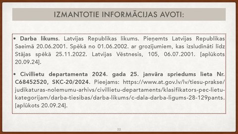 Prezentācija 'Vienošanās par profesionālo apmācību juridiskā kvalifikācija', 22.