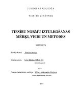 Referāts 'Tiesību normu iztulkošanas mērķi, veidi un metodes', 1.