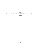 Referāts 'The Impact of the Financial Crisis on Public Opinion towards the European Union', 1.