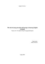 Referāts 'The role of using proverbs and sayings in learning English language.', 1.