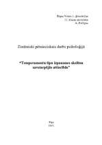 Referāts 'Temperaments. Temperamentu tipu izpausmes skolēnu savstarpējās attiecībās', 1.