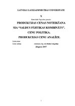 Referāts 'Produkcijas cenas noteikšana SIA "Saldus pārtikas kombināts"', 1.