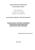 Referāts 'Hidrauliskas sistēmas vienkārša cauruļvada ekspluatācijas raksturlielumu pētīšan', 1.