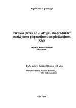 Referāts 'Pārtikas preču ar "Latvijas ekoprodukts" marķējumu pieprasījums un piedāvājums R', 1.