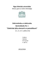 Paraugs 'Elektrotehnika un elektronika. Darbs Nr. 1  "Elektrisko ķēžu elementi un pamatli', 1.