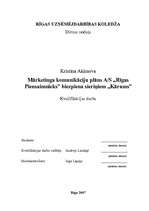 Diplomdarbs 'Mārketinga komunikāciju plāns a/s „Rīgas Piensaimnieks” biezpiena sieriņiem „Kār', 1.