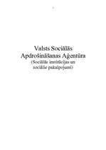 Referāts 'Valsts Sociālās apdrošināšanas aģentūra (VSAA). Soc.institūcijas un sociālie pak', 1.