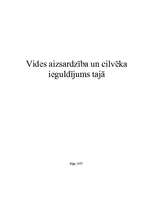 Referāts 'Vides aizsardzība un cilvēka ieguldījums tajā', 1.