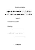 Referāts 'Uzņēmuma maksātnespējas regulējums komerctiesībās', 1.