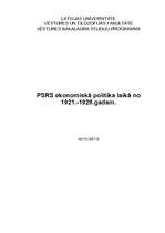 Referāts 'PSRS ekonomiskā politika laikā no 1921. līdz 1928.gadam', 1.