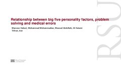 Prezentācija 'Relationship between big five personality factors, problem solving and medical e', 1.