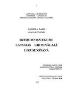 Diplomdarbs 'Dzimumnoziegumi Latvijas kriminālajā likumdošanā', 1.