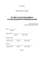 Referāts 'Kredīts un tā funkcionēšana Latvijas Republikas lielākajās bankās', 1.