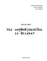 Referāts 'Vai uzņēmējdarbība ir ētiska?', 1.