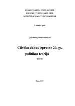 Referāts 'Cilvēka dabas izpratne 20.gadsimta politikas teorijā', 1.