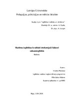 Referāts 'Skolēnu izglītības kvalitāti ietekmējoši faktori sākumizglītībā', 1.