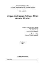 Referāts 'Tirgus situācijas izvērtējums Rīgas viesnīcu biznesā', 1.