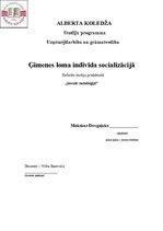 Eseja 'Ģimenes loma indivīda socializācijā', 1.